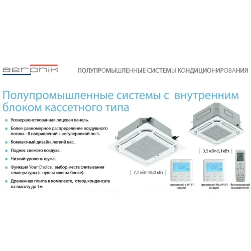 Кассетный кондиционер AERONIK ASI-AKH125R1/B-S INV/ASO-AGUHN125R1/INV